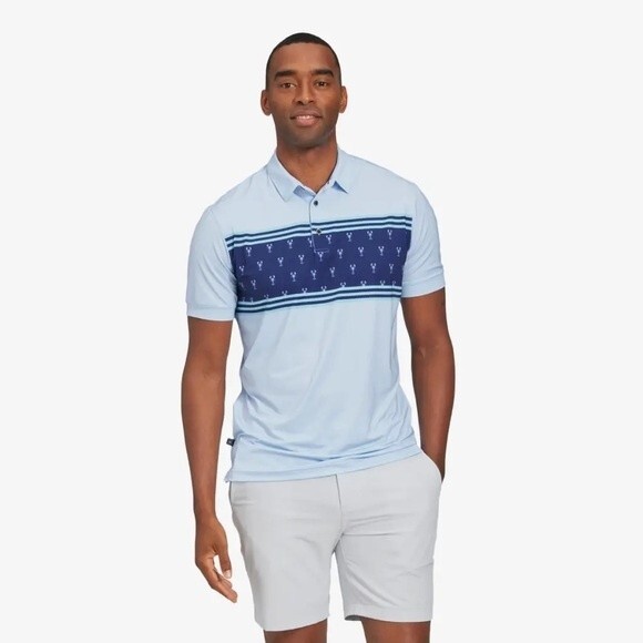 Mizzen Main Mens Polo Golf Shirt Medium Blue Lobster Versa PTO Bottle Opener NWT - Picture 13 of 13